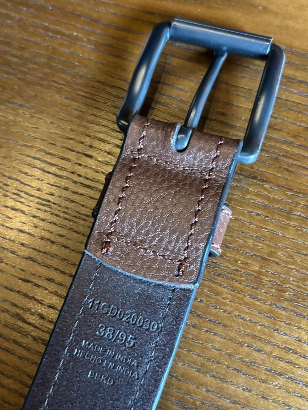 Dickies Genuine Leather Brown Belt Size 38 Matte Black Buckle 1.5” Wide